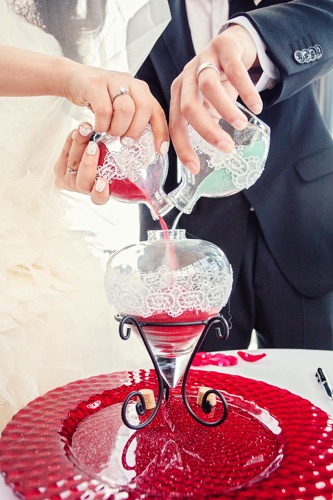 Red and Teal Sand Ceremony